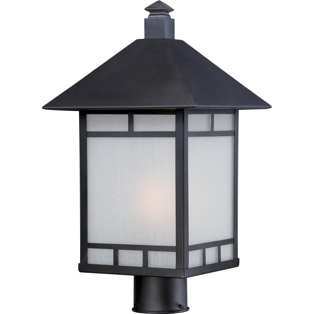 Nuvo Lighting 60/5605  Drexel 1 Light Outdoor Post Fixture with Frosted Seed Glass in Stone Black Finish